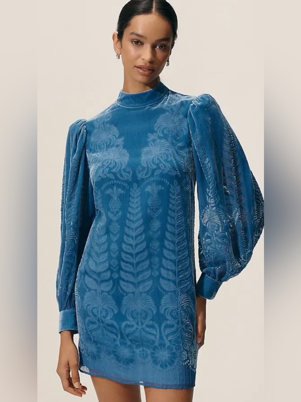Farm Rio Velvet Mini Dress Size XS Blue NWT